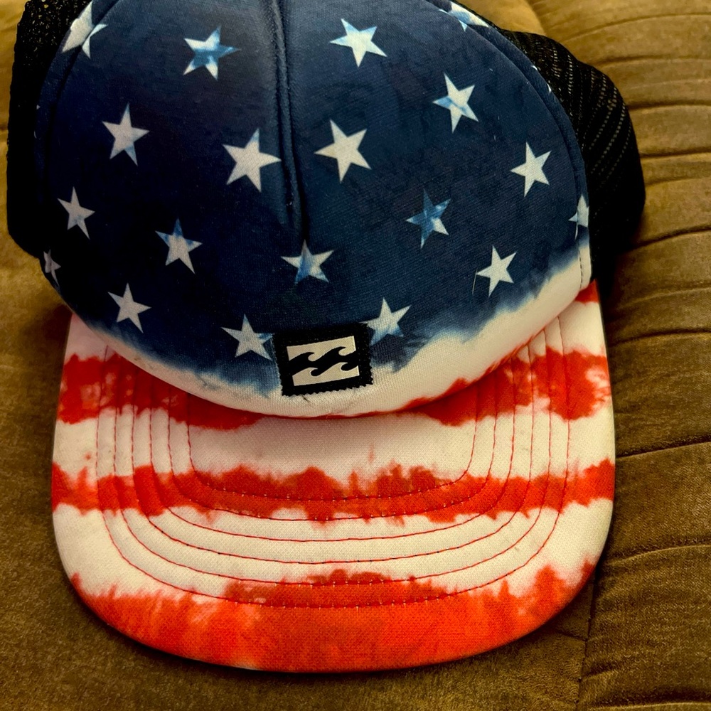 Billabong Surf Red White Blue Tie Dye Trucker Baseball Cap Hat